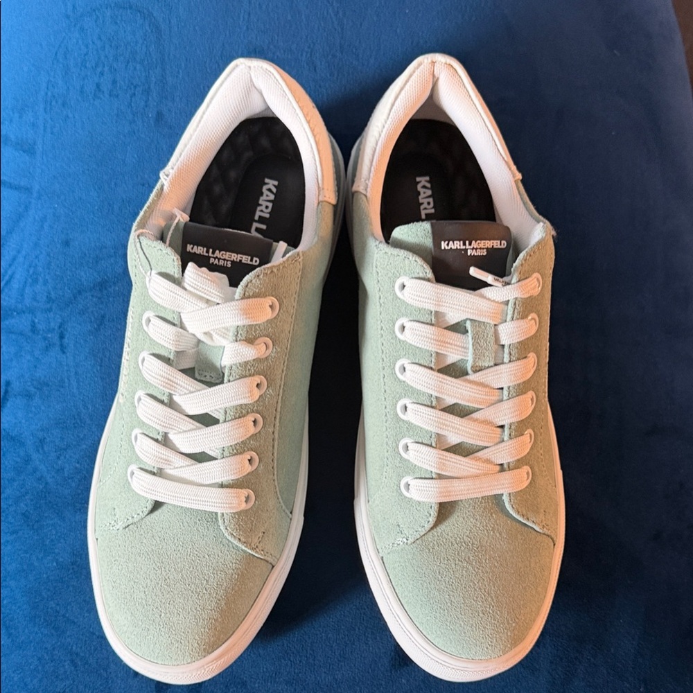 Karl Lagerfeld Mint Green Sneakers with White Trim